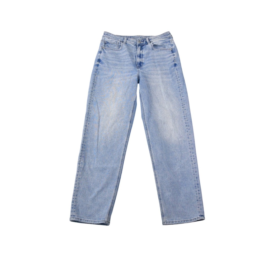 American Eagle Mom Straight Jeans Womens 12 (29x27) Light Wash High Rise Denim